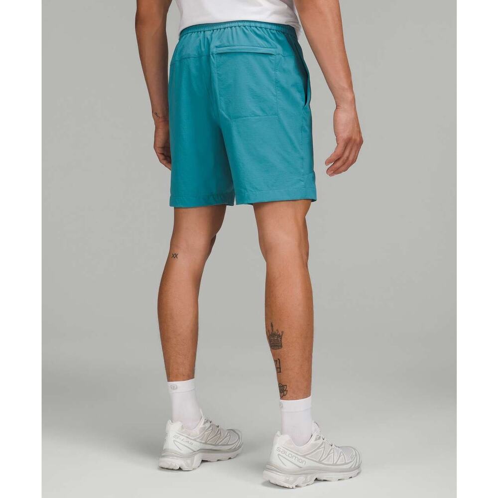Lululemon Bowline 8” Stretch Ripstop Shorts Men’s L Teal Blue Crest Athletic - Picture 3 of 9